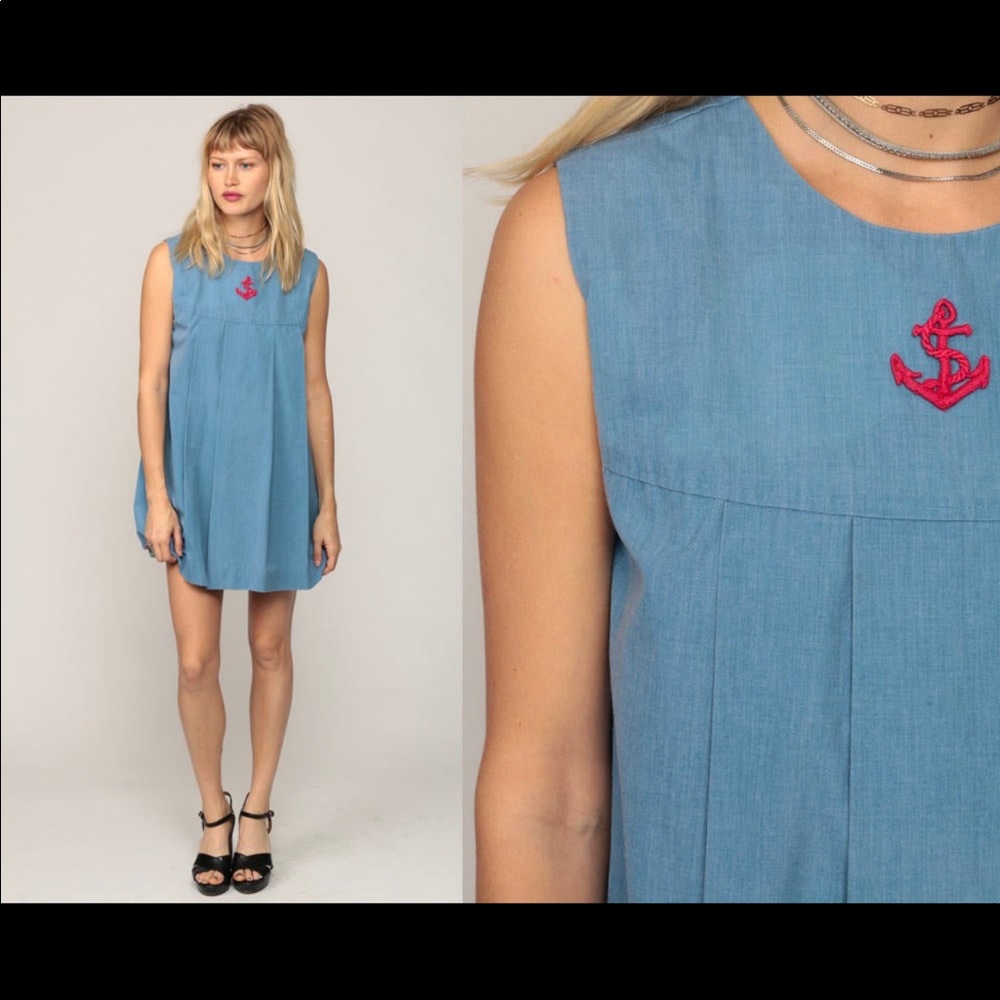 Mod Mini Dress ANCHOR 70s Sailor Babydoll Vintage